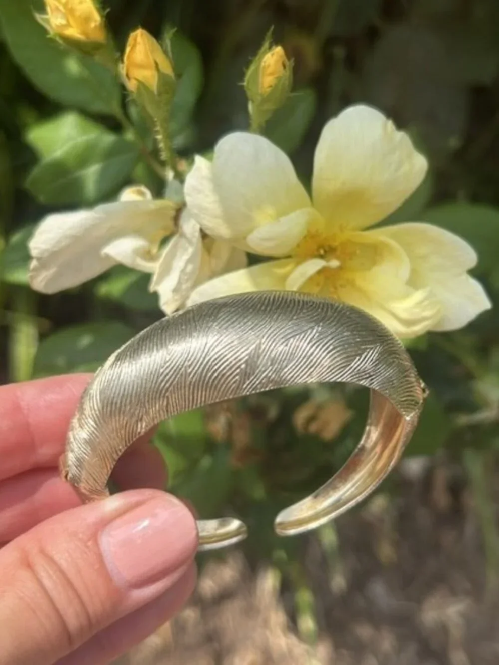 CORO PEGASUS Textured Domed Gold Tone Hinged Clamper BRACELET